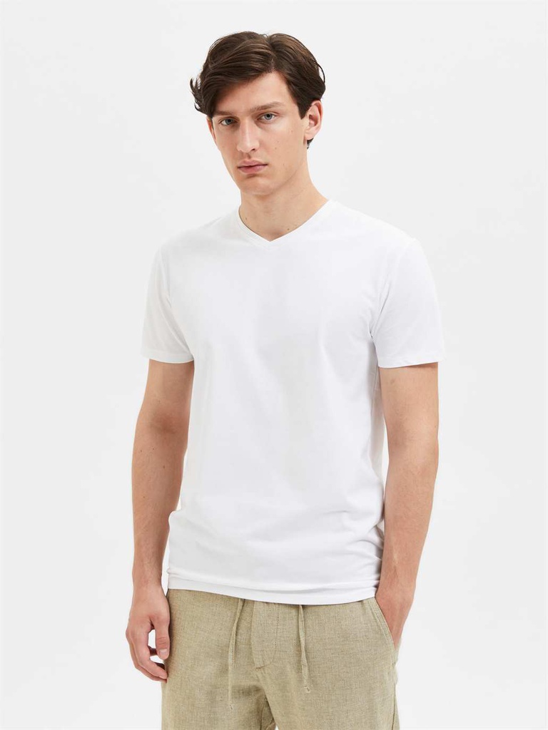 T-shirt SELECTED SLHAEL SS V-NECK TEE NOOS