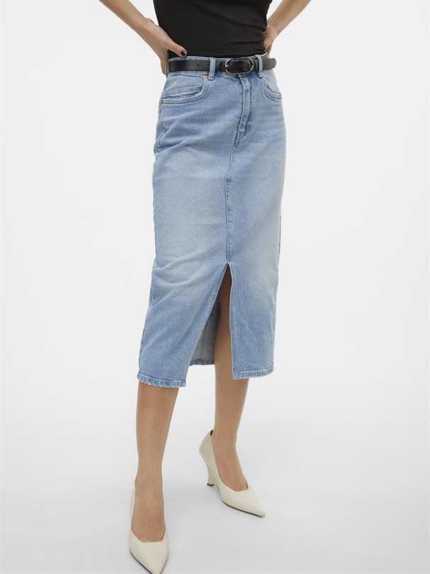 Jupe VERO MODA VMVERI HR CALF DENIM SKIRT GA MIX NOOS