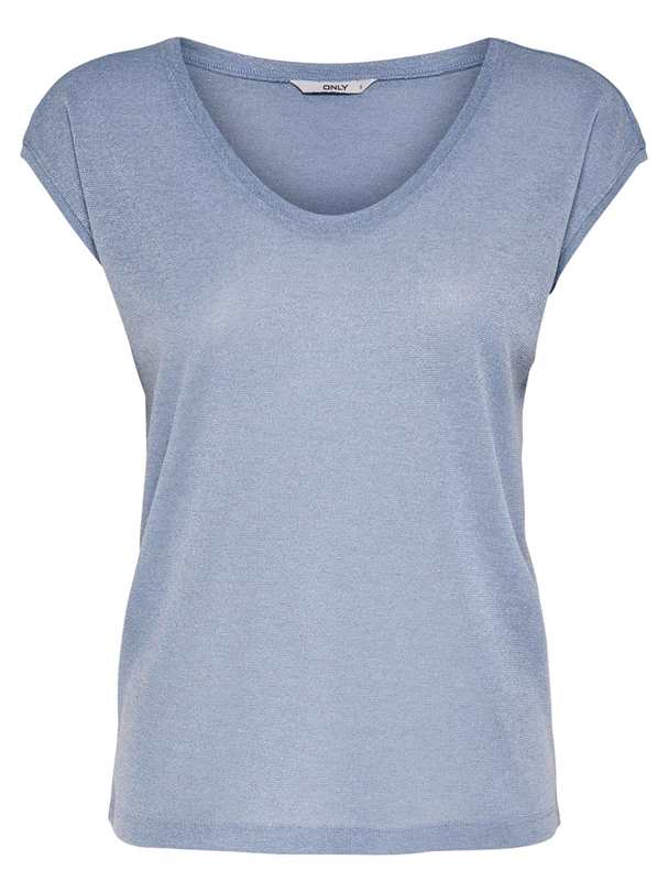 Top ONLY ONLSILVERY S/S V NECK LUREX TOP JRS NOOS