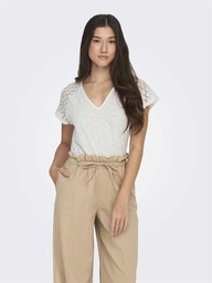 [15289694] Top ONLY ONLSHIV S/S LACE MIX TOP BOX CS JRS (L, Beige Clair)