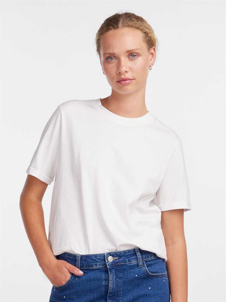 Top PIECES PCRIA SS FOLD UP SOLID TEE NOOS BC