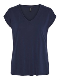 [10247666] Top VERO MODA VMFILLI SS V-NECK TEE GA NOOS (S, Bleu Foncé)