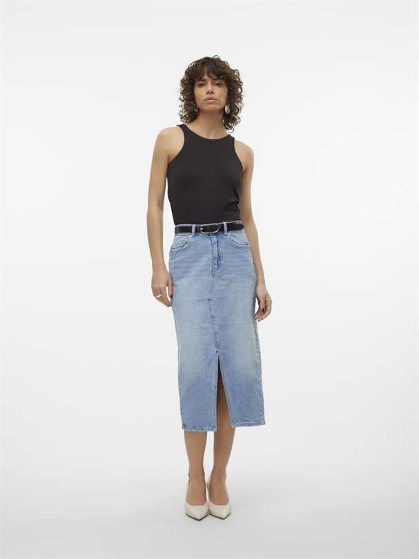 Jupe VERO MODA VMVERI HR CALF DENIM SKIRT GA MIX NOOS