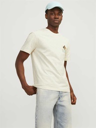 [12256215] T-shirt JACK &amp; JONES JORARUBA CHEST EMB TEE SS CREW NECK (L, Beige Clair)