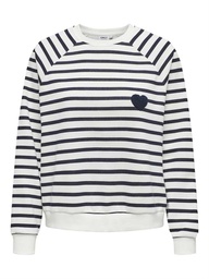 [15327852] Sweat ONLY ONLJUDY L/S STRIPE HEART O-NECK CS SWT (L, Bleu Foncé)