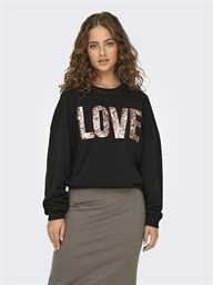 [15327858] Sweat ONLY ONLKATYA L/S LOVE O-NECK CS SWT (M, Noir)