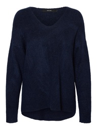 [10233357] Pull VERO MODA VMCREWLEFILE LS V-NECK BLOUSE NOOS (M, Bleu)