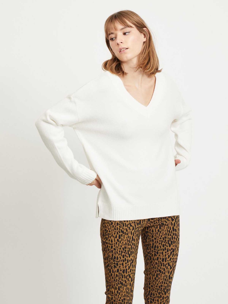 Pull VILA VIRIL OVERSIZE V-NECK KNIT TOP - NOOS