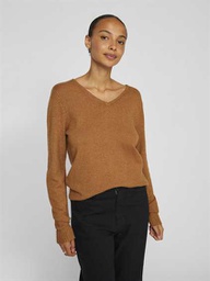 [14042769] Pull VILA VIRIL V-NECK L/S   NOOS (XS, Marron)